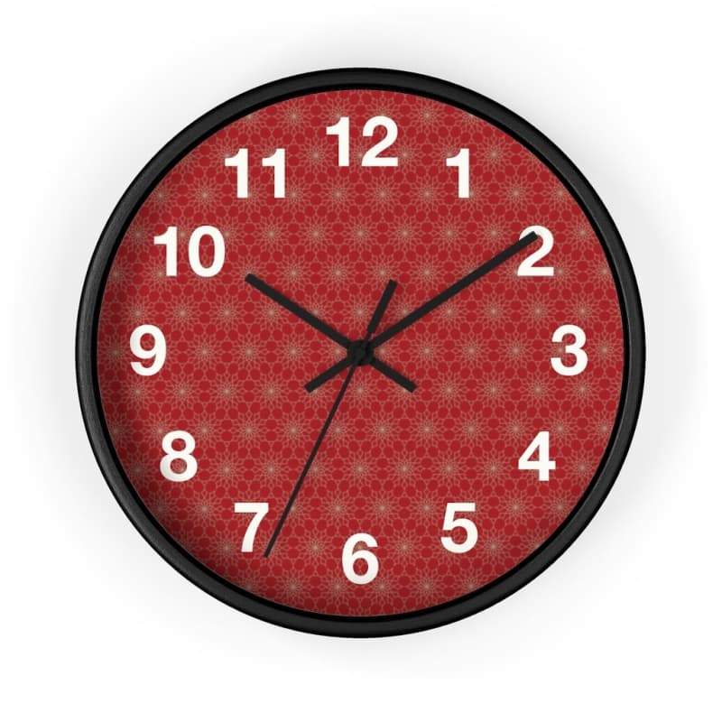 Benji Wall Clock - 10 / Black / Black - Home Decor black, Clock, pattern, red, Wall Clock Made in 