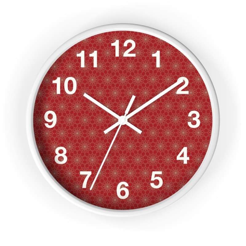 Benji Wall Clock - 10 / White / White - Home Decor black, Clock, pattern, red, Wall Clock Made in 