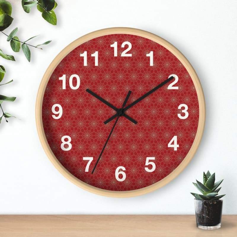 Benji Wall Clock - Home Decor black, Clock, pattern, red, Wall Clock Made in USA