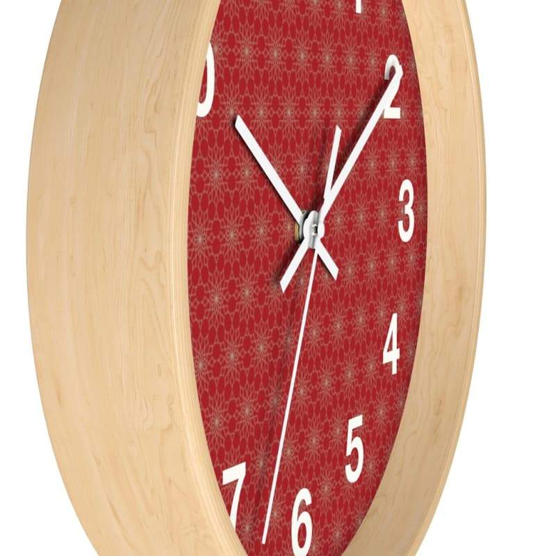 Benji Wall Clock - Home Decor black, Clock, pattern, red, Wall Clock Made in USA