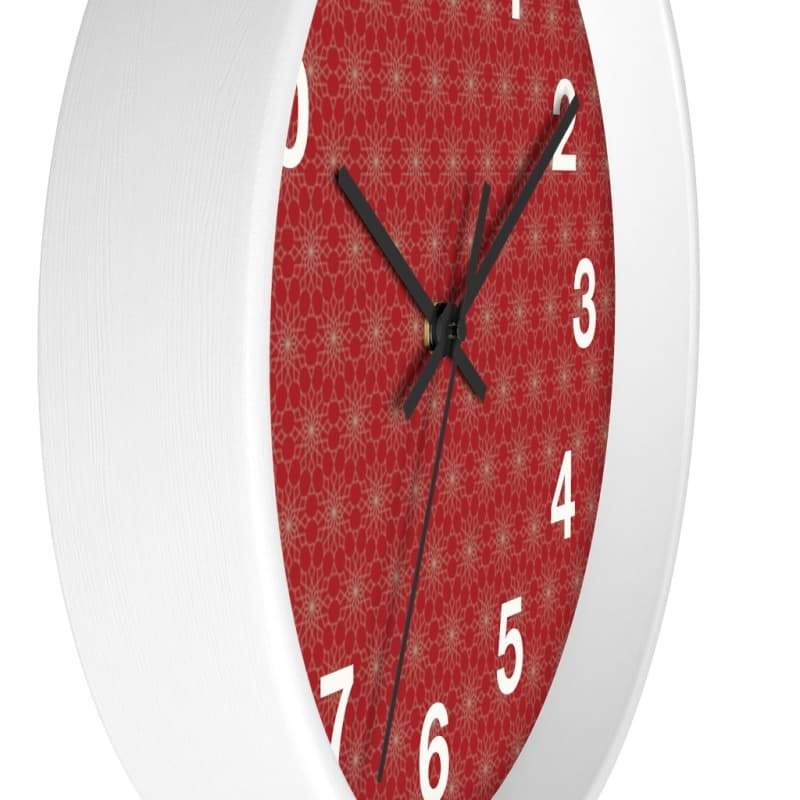 Benji Wall Clock - Home Decor black, Clock, pattern, red, Wall Clock Made in USA