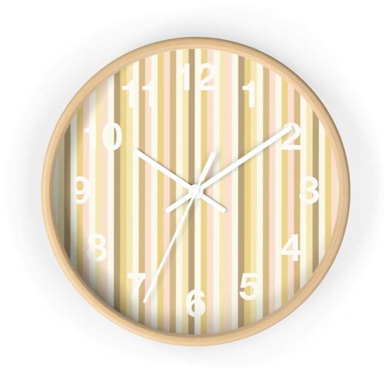 Diana Wall Clock - 10 / Wooden / White - Home Decor beige, Clock, ivory, khaki, pink Made in USA