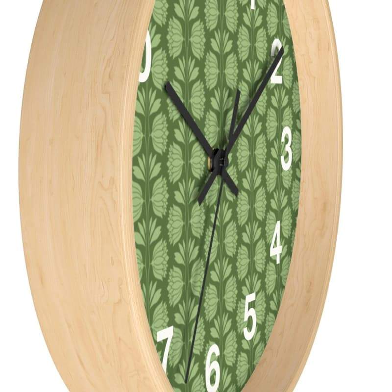 Sarah Wall Clock - Home Decor black, Clock, flowers, green, olive green Made in USA